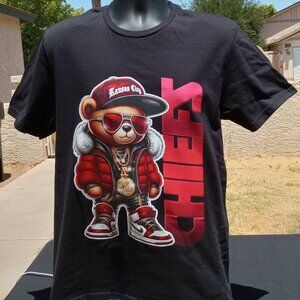 Chiefs Bear Graphic T-Shirt – Black, 100% Cotton, Unisex